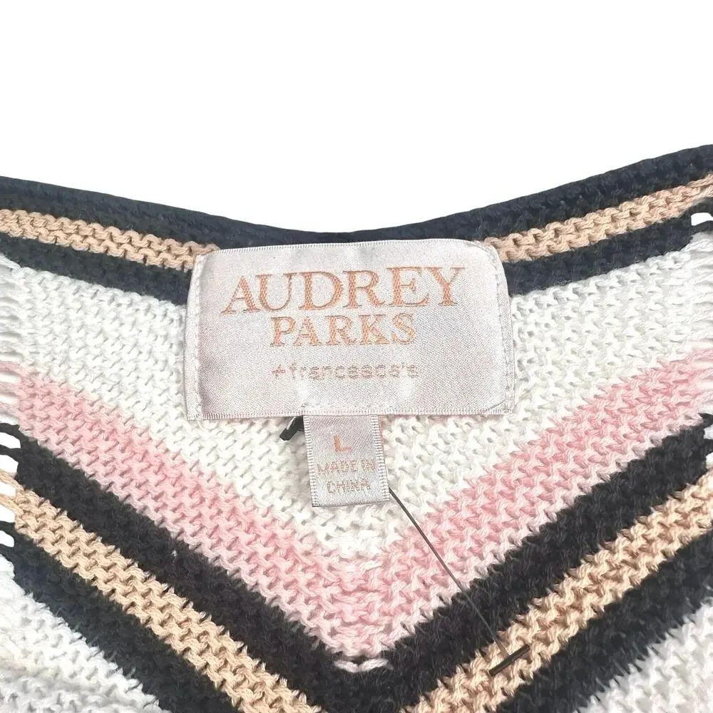 Audrey Parks | Women | Chevron Cropped Pointelle Crochet Knit Sweater | large